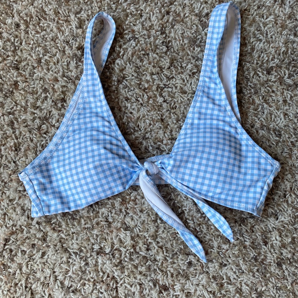 Blue Gingham Bikini Top